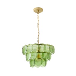 ValueLights Juliette Green 3 Tier Glass Disc Chandelier Green