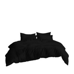 Plain Dyed Easy Care Polycotton Duvet Cover And Pillowcases Set Bed Linen Black Single