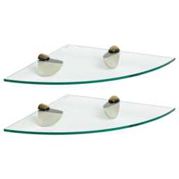 Harbour Housewares Floating Glass Corner Shelf - 30cm - Metallic Brackets - Bathroom Shower Storage Vanity Display Unit Shelf Gold Gold 2