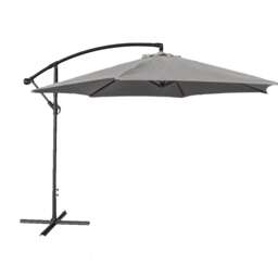 JSH 3m Hanging Banana Cantilever Parasol with LED Lights - Grey