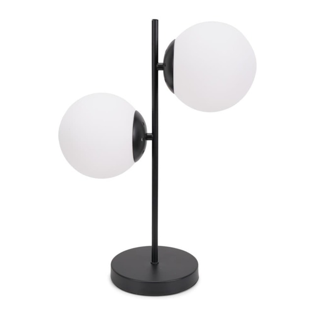 ValueLights Jas 2 Way Black Table Lamp Frosted Glass Globe Shades