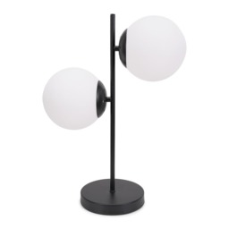 ValueLights Jas 2 Way Black Table Lamp Frosted Glass Globe Shades