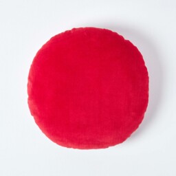 Homescapes Red Velvet Cushion - 40 cm Round Red Red 1