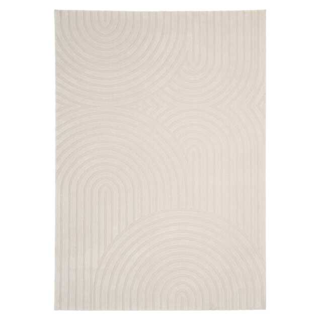 KUKOON Retro Grooves Plush Pile Cream Beige Living Room Area Rug 240cm x 330cm