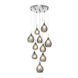 BHS Carmella Cluster Ceiling Pendant with Smoked & Frosted Shades, Satin Chrome
