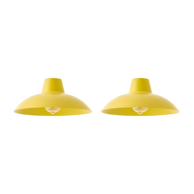 ValueLights Civic Pair Yellow Easy Fit Ceiling Pendant Shades Yellow