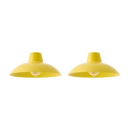 ValueLights Civic Pair Yellow Easy Fit Ceiling Pendant Shades Yellow