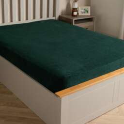 OHS Soft Warm Thermal Teddy Fleece 25cm Deep Fitted Bed Sheet, Single - Forest Green