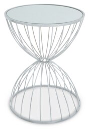 Jolie Hourglass Mirrored Top Silver Frame Side Table Silver