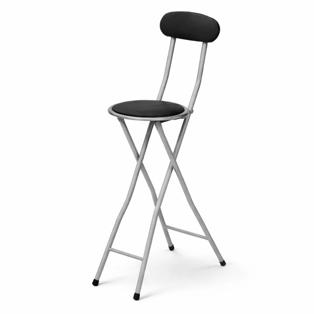 Black Padded Folding High Chair Breakfast Kitchen Bar Stool Seat Black
