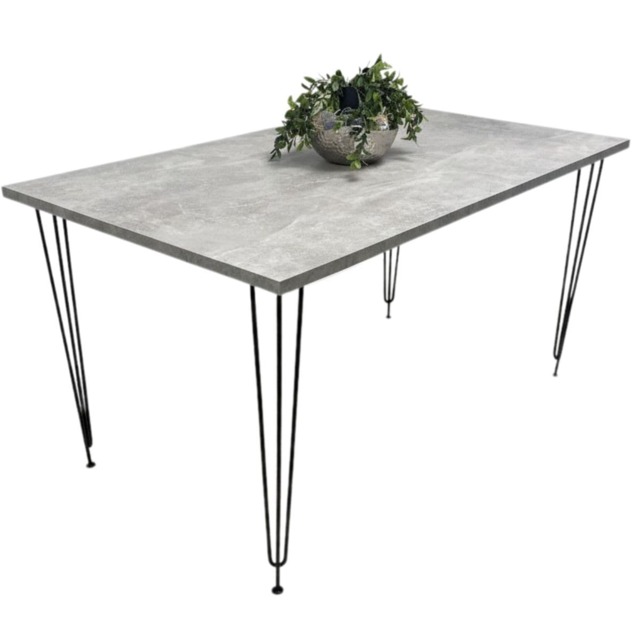 Modern Grey Rectangular Dining Table with Hairpin Legs Compact Kitchen Dining Room Table