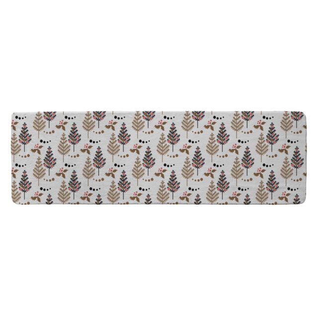 Christmas Tree Holly Leaf Pattern Runner Rug Multi