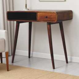Artisan Furniture Solid Wood Curved Chestnut Writing Desk