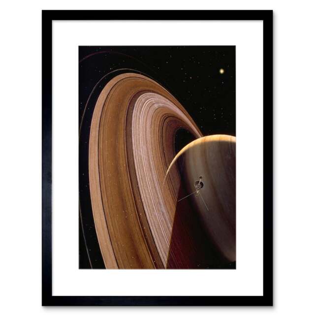 "NASA Space Impression Voyager Saturn Ring Planet 12x16"" Framed Wall Art Print"