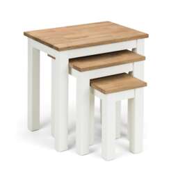 Kirkhaven Nest Of 3 Tables in Ivory and Oak