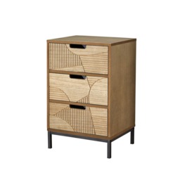 Chest Of Storage Drawers Solid Wooden Geometric Design Bedroom Organiser Brown