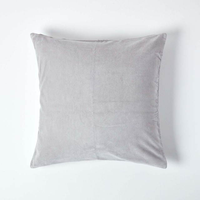 Homescapes Light Grey Velvet Cushion Cover - 40 x 40 cm Grey Light grey 1