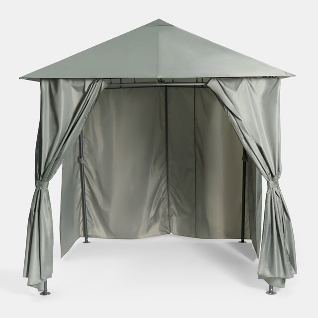 OHS Water Resistant Garden Gazebo with Curtains Outdoor Party Tent Canopy Grey