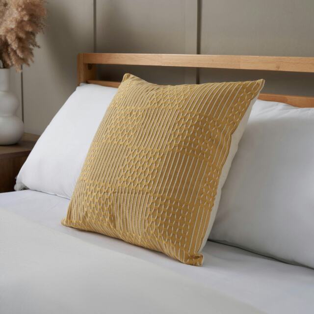 BHS Cross Check Jacquard Cushion, Yellow