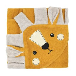 100% Organic Cotton Hooded Baby Bath Towel - Lion Yellow