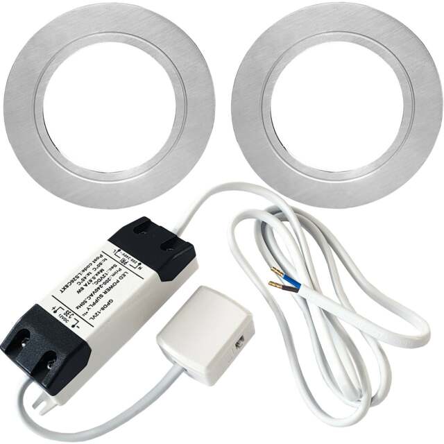 Brushed Nickel Round Flush Under Cabinet Kitchen Light Kit with Warm White LED