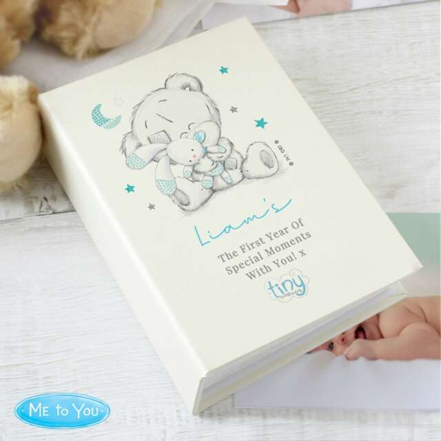 Personalised Tiny Tatty Teddy Blue 6x4 Photo Album with Sleeves Cream