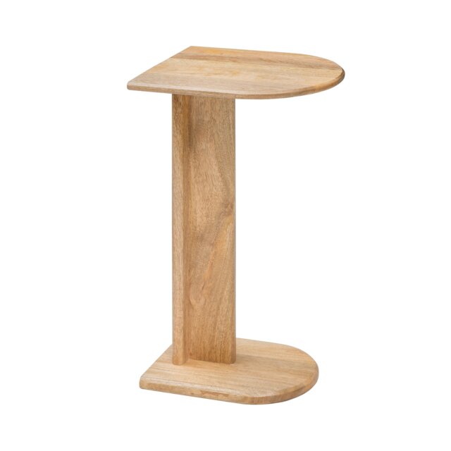 Ivy C-Shaped Solid Mango Wood Sofa Side Table for Living Room Bedroom