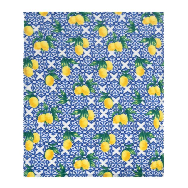 OHS 10 x Lemon Ultra Soft Polar Throw Blanket, 120x150cm - Blue/Yellow