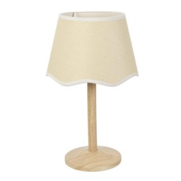 ValueLights Triston Light Wood Table Lamp Scallop White Trim Shade