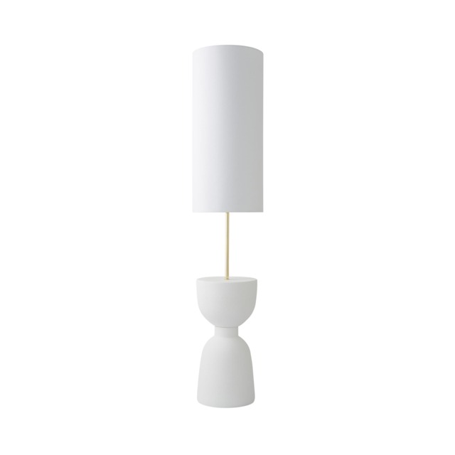 ValueLights Esme Linen Tall Shade Ceramic Table Base Midi Floor Lamp