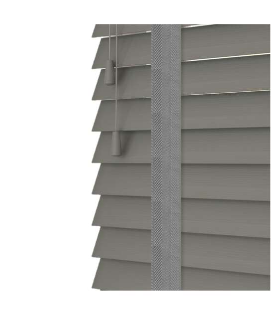 160cm Smooth Grey Faux Wood Venetian Blinds with Tapes (120cm Drop) Grey Grey