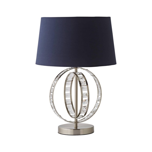 ValueLights Rothwell Silver Table Lamp Blue Shade