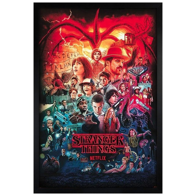 Black Wooden Framed Stranger Things Seasons Montage Maxi Poster Framed Poster