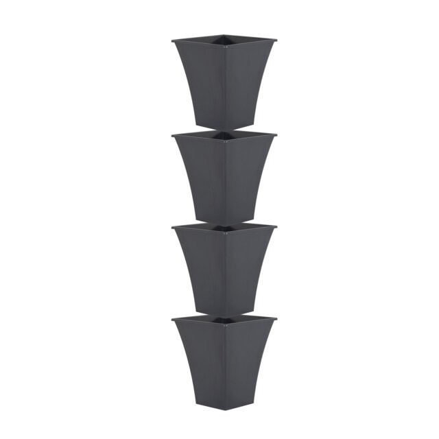 Wham Metallica 4 x 23cm Square Plastic Garden Planters Black Slate