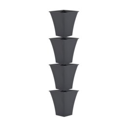 Wham Metallica 4 x 23cm Square Plastic Garden Planters Black Slate