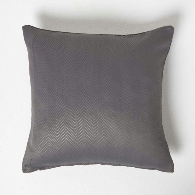 Homescapes Dark Grey Herringbone Chevron Cushion Cover - 45 x 45 cm Grey Dark Grey 1