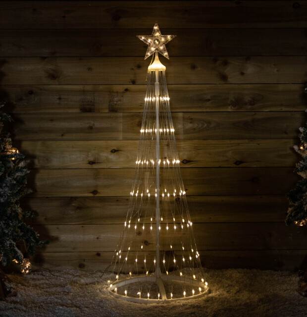 1.35m Light up Christmas Cone Tree with 160 Warm White LEDs and Timer Function