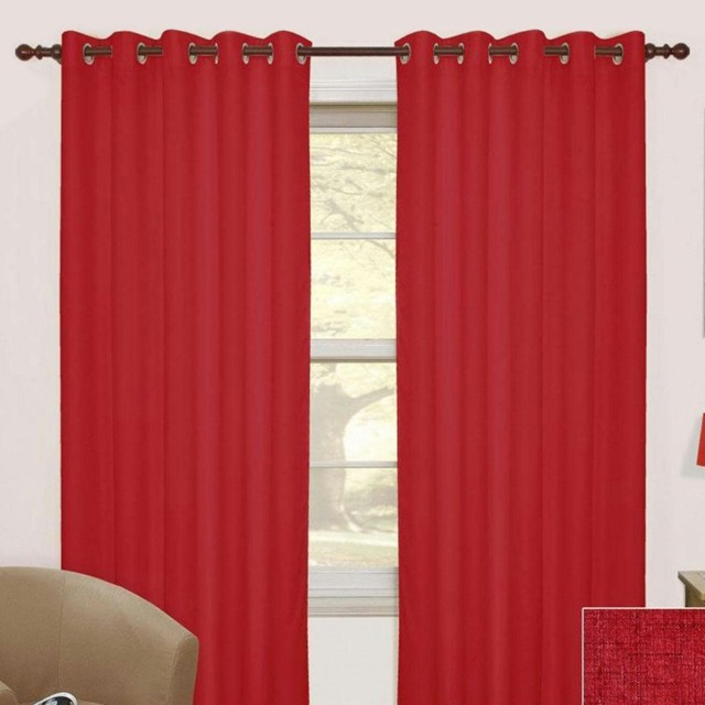 Homescapes Wine Thermal Blackout Eyelet Curtain Pair - 66 x 54 Inches