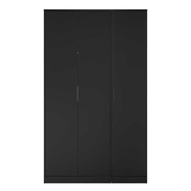Fuji Tall Triple Wardrobe in Black Matt (Ready Assembled) Black Black Matt