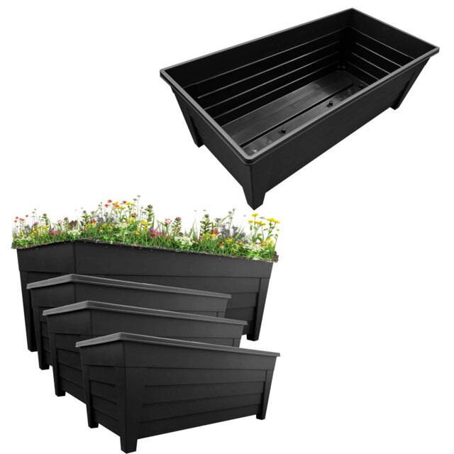 4 Large Black Grosvenor Trough Planter For Home, Office, Balconies, Gardens, Greenhouses & Patios Black