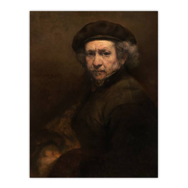 "Self Portrait Artists Ageing Rembrandt Wall Art Poster Print 12X16"""