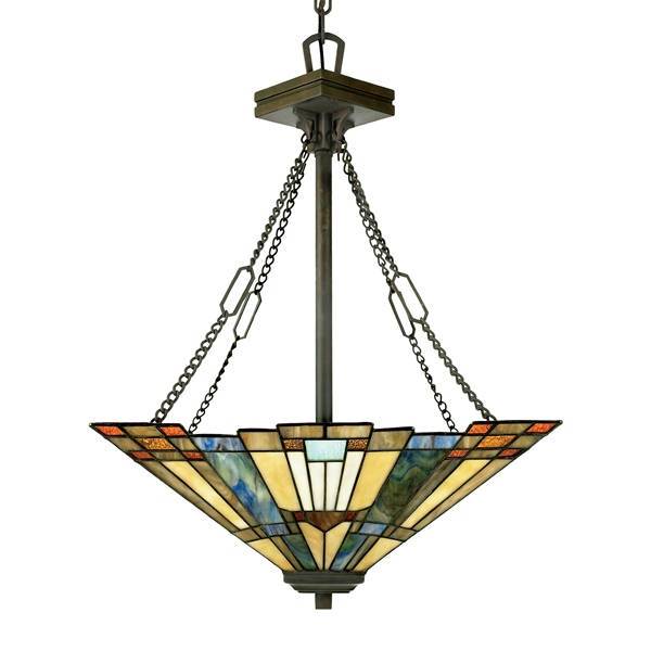 Inglenook 3 Light Ceiling Pendant Bronze, Tiffany, E27