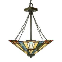 Inglenook 3 Light Ceiling Pendant Bronze, Tiffany, E27