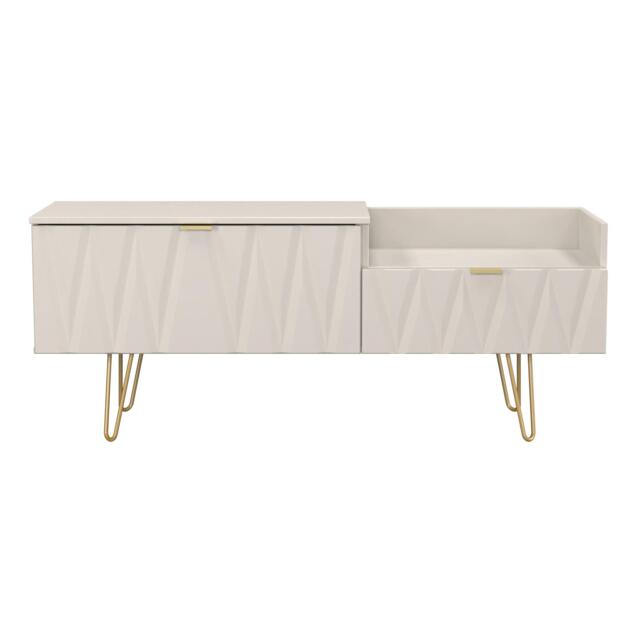 Dallas 2 Drawer 2 Level Media Unit in Kashmir Matt (Ready Assembled) Cream Kashmir Matt