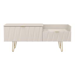 Dallas 2 Drawer 2 Level Media Unit in Kashmir Matt (Ready Assembled) Cream Kashmir Matt