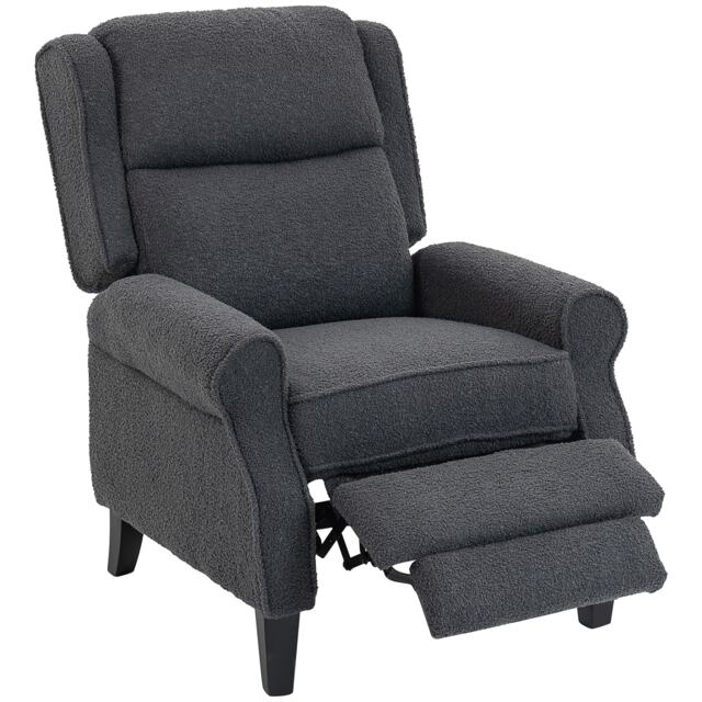 HOMCOM Recliner Armchair, Fabric Recliner Chair, Charcoal Grey Grey Charcoal grey