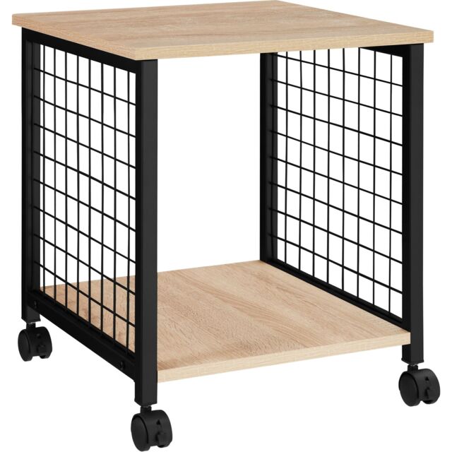 Bedside Table Gary - industrial style, 2 shelves, swivel castors, 40 x 40 x 48 cm Brown industrial wood light, oak Sonoma 40 x 40 x 48 cm 1