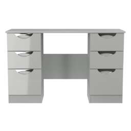 Holborn 6 Drawer Kneehole Desk in Grey Gloss & Dusk Grey (Ready Assembled) Grey Grey Gloss & Dusk Grey