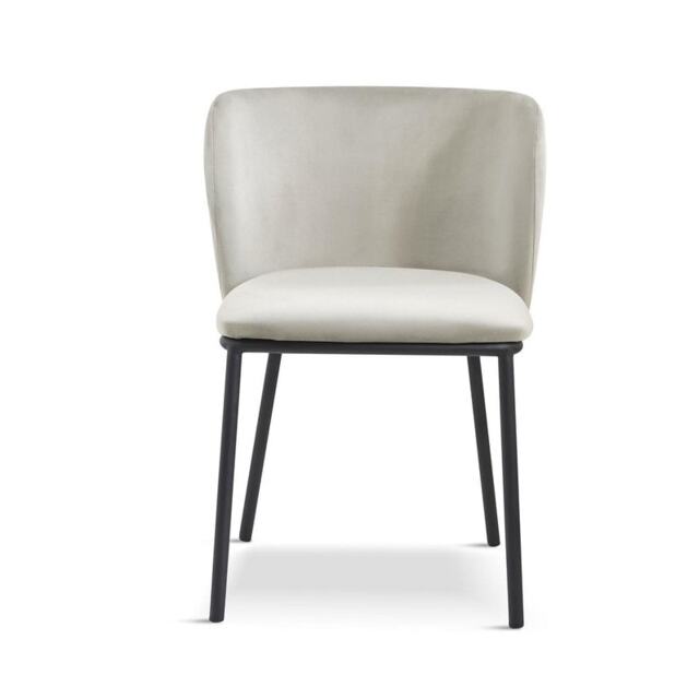 Mandy Dining Chair - Crib 5 (Pack of 2) - Velvet - L48 x W46.2 x H75.5 cm - Light Grey Grey