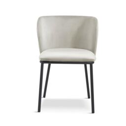 Mandy Dining Chair - Crib 5 (Pack of 2) - Velvet - L48 x W46.2 x H75.5 cm - Light Grey Grey